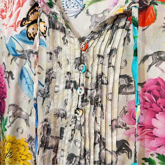 Johnny Was Silk & Lace Garden Mai Tunic in Floral EUC - Picture 11 of 12